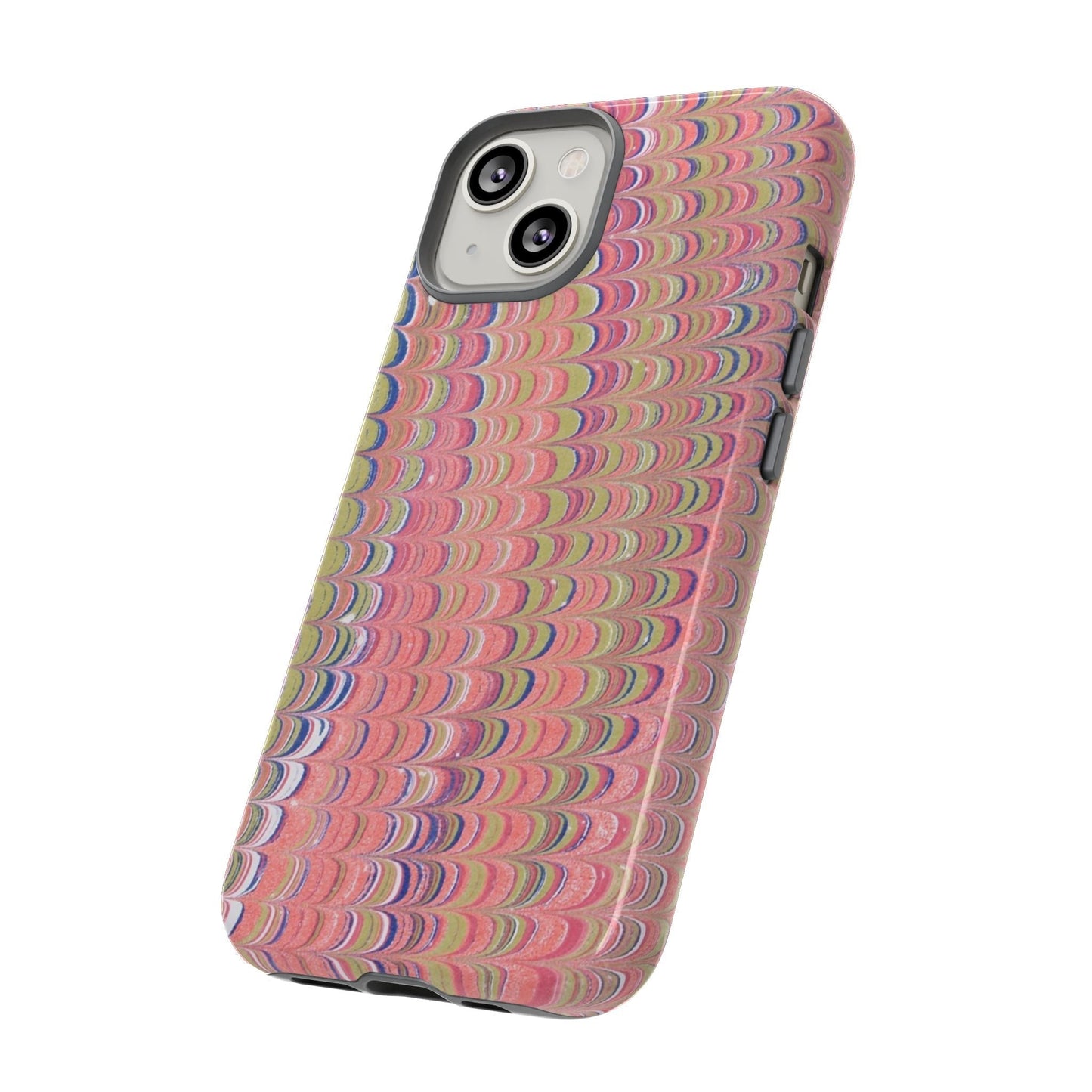 Pink Pastels Feather Marbled Vintage Design iPhone 16 + Samsung + Apple + Google - 2 finishes